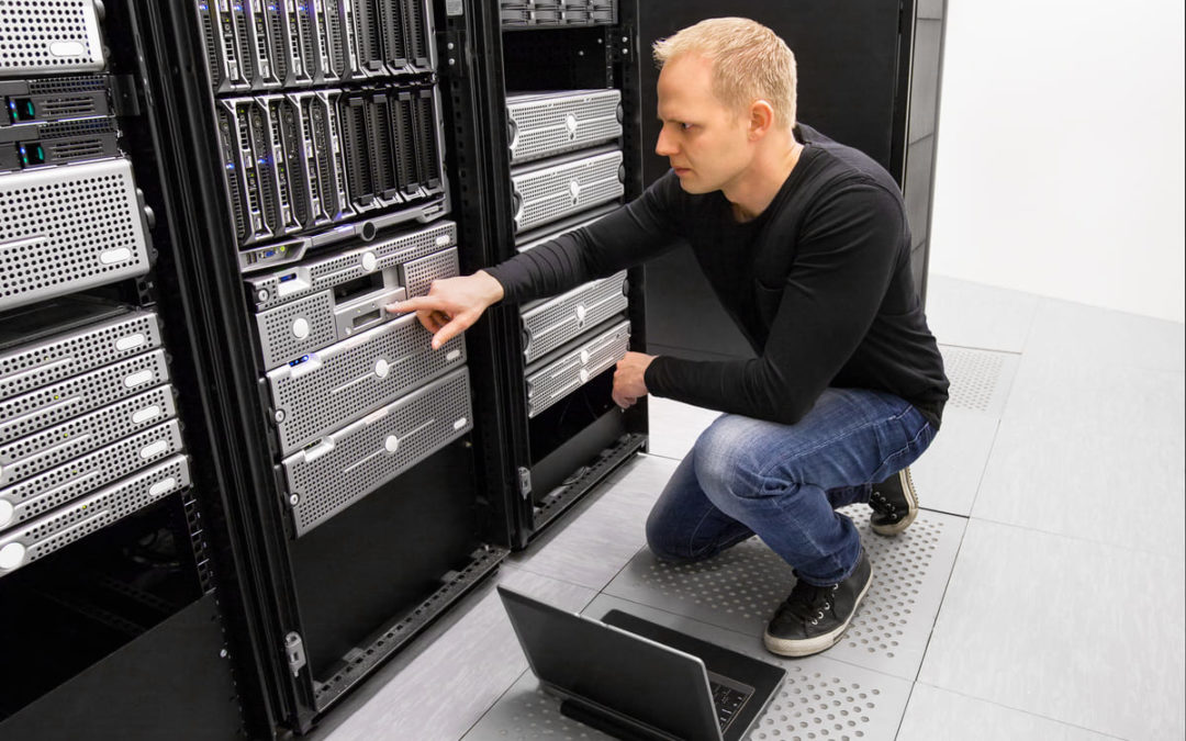 person looking at server